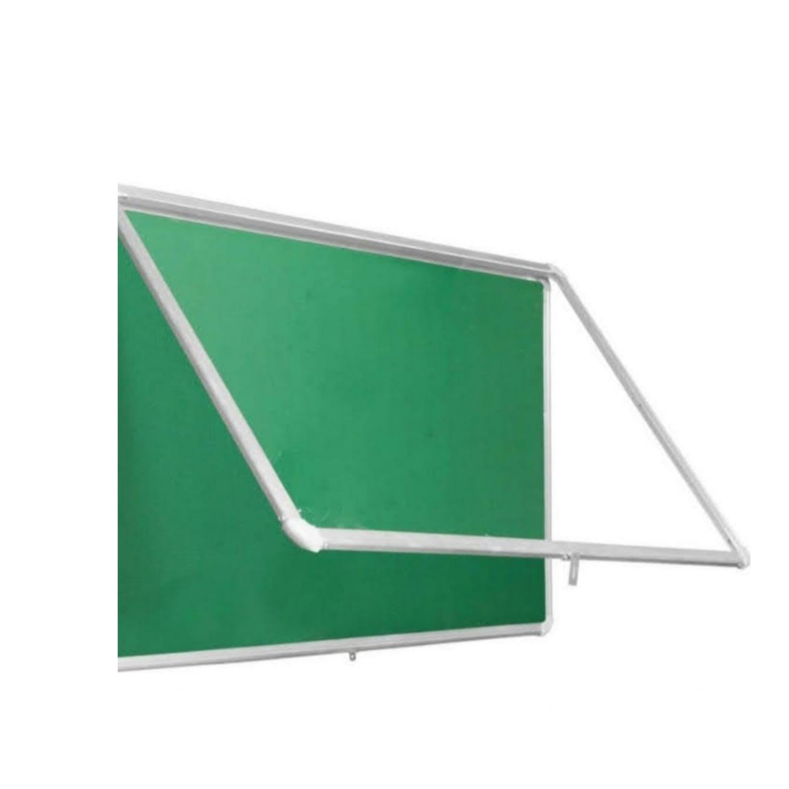 Green fabric display board with a silver aluminum frame and angled folding support structure.