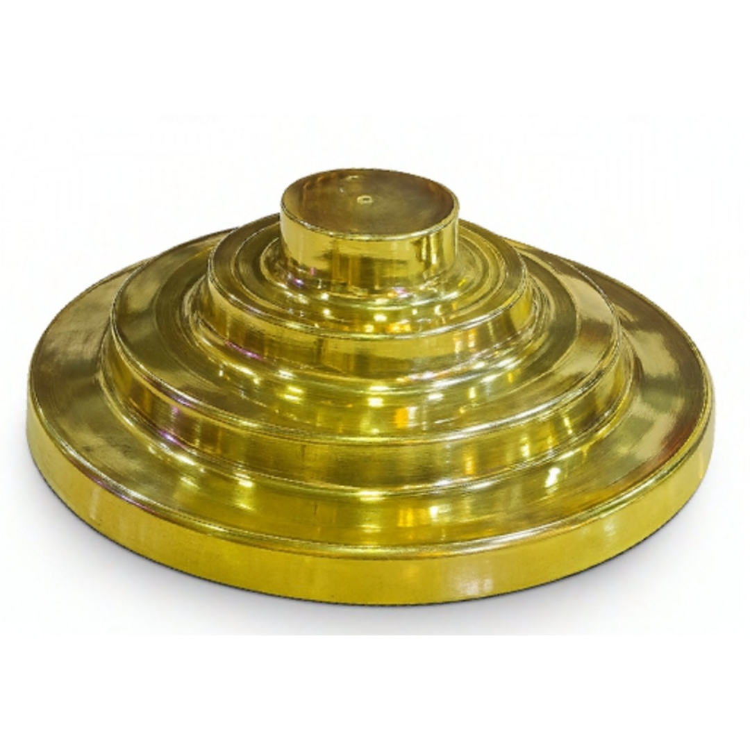 Polished gold stanchion base for velvet rope barrier posts