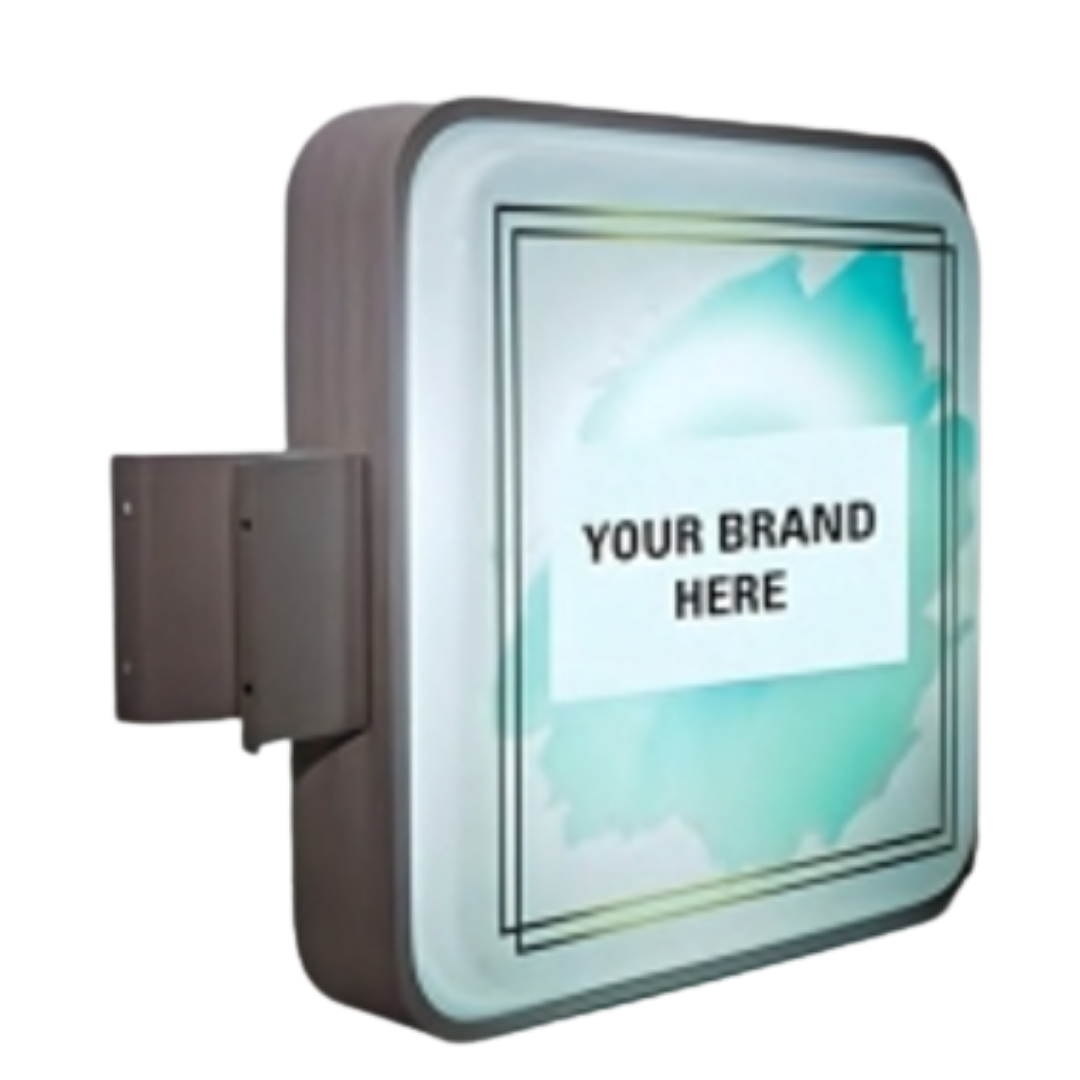 Custom illuminated wall-mounted sign board with space for business branding