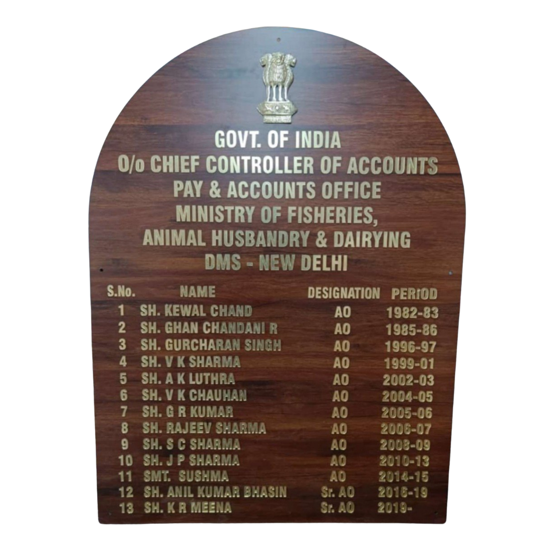 Wooden incumbency board listing Deputy Commissioners of Charkhi Dadri with their names and tenure dates