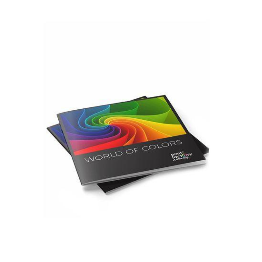 Colorful World of Colors brochure with vibrant rainbow abstract design