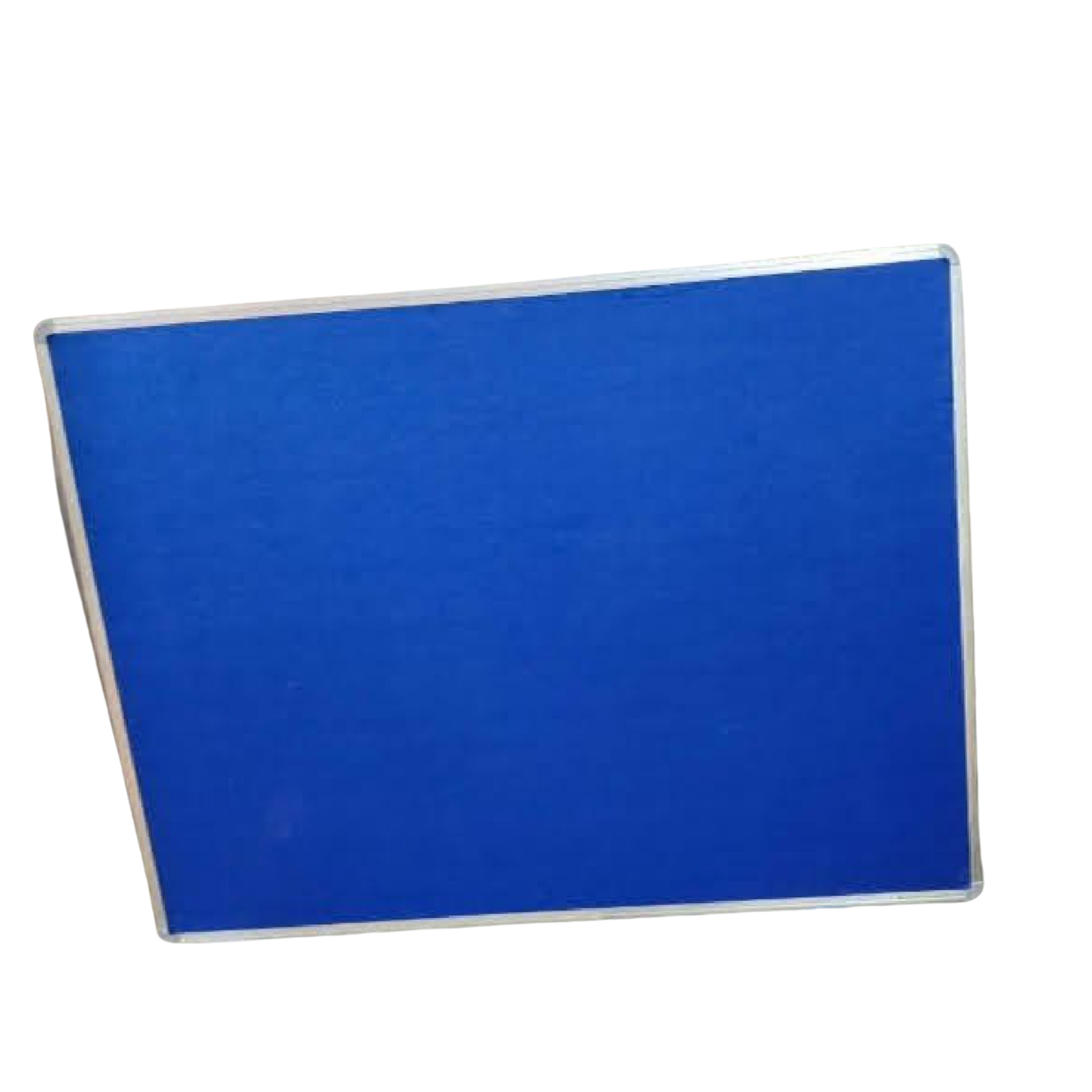 Blue fabric notice board with a silver aluminium frame for office, school, classroom, and commercial wall display use by Elite Writing & Display.