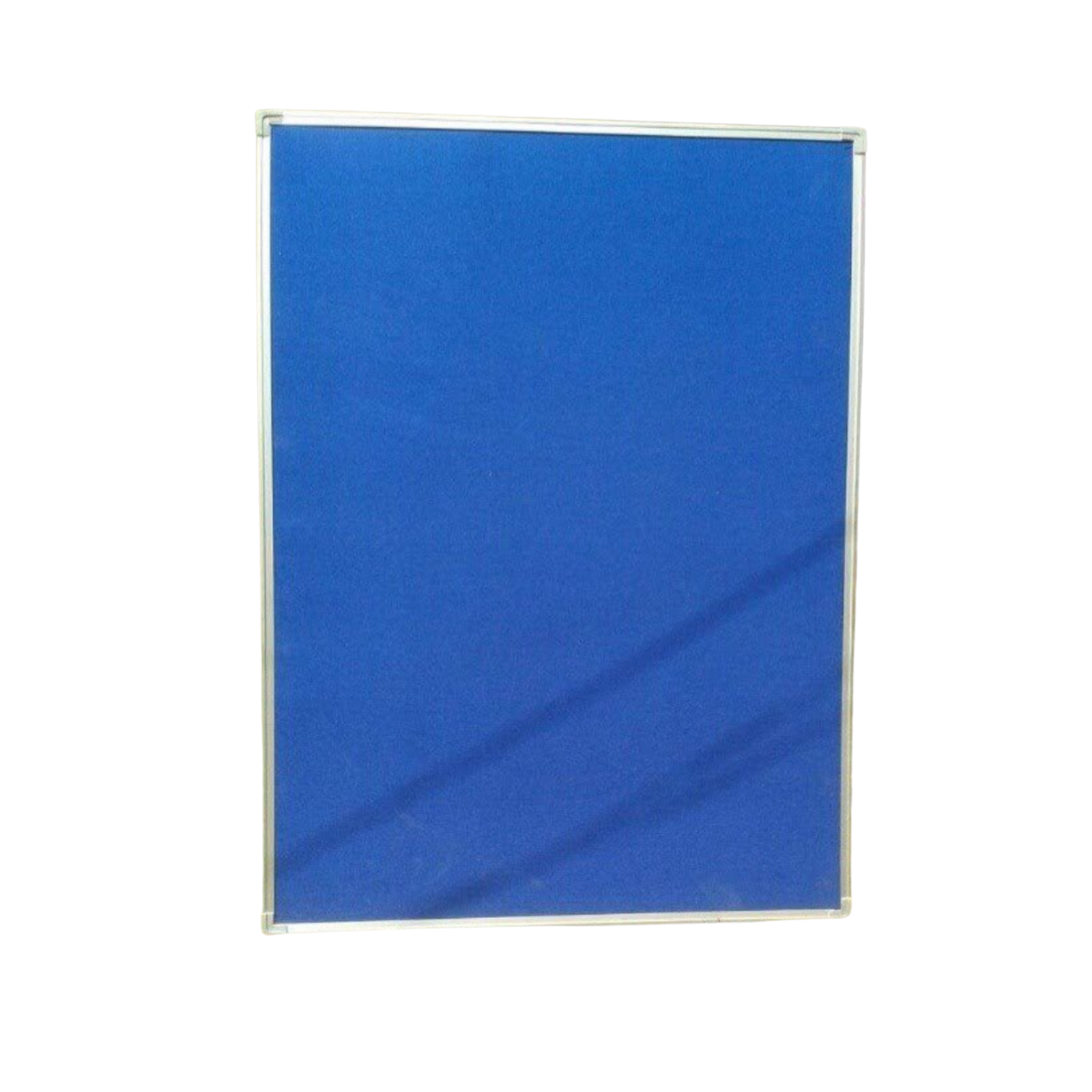 Blue fabric notice board with anodized aluminium frame for displaying notices, announcements, documents, and information in offices, schools, and institutions.