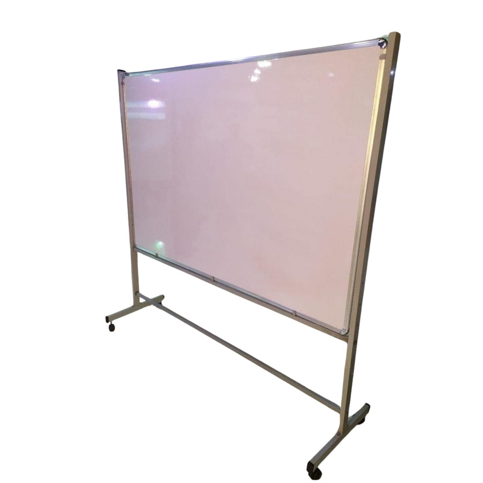 Large mobile whiteboard with a sturdy metal stand and caster wheels for classrooms, offices, training rooms, and conference presentations by Elite Writing & Display.