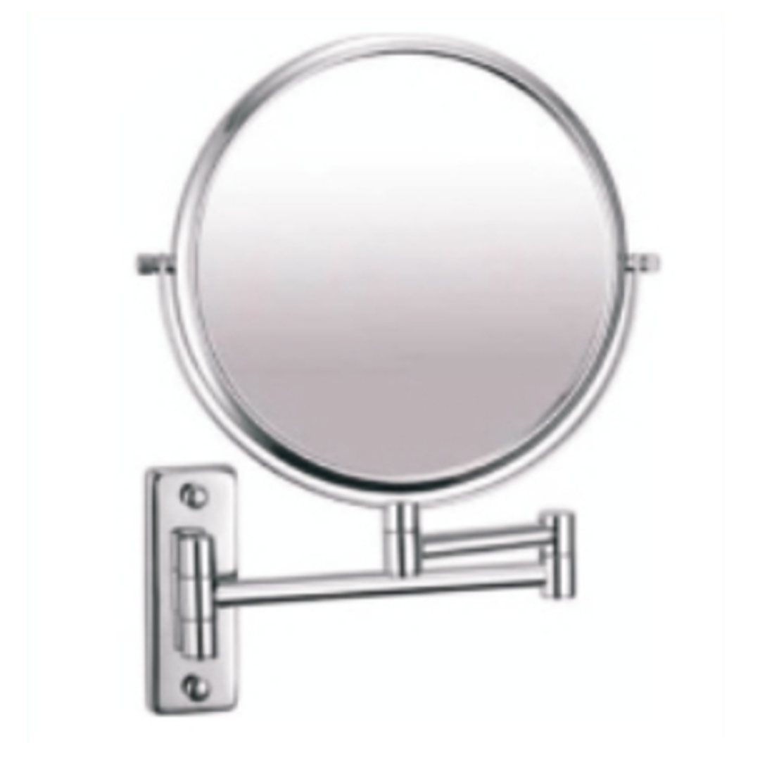 Round wall-mounted convex mirror with adjustable metal bracket