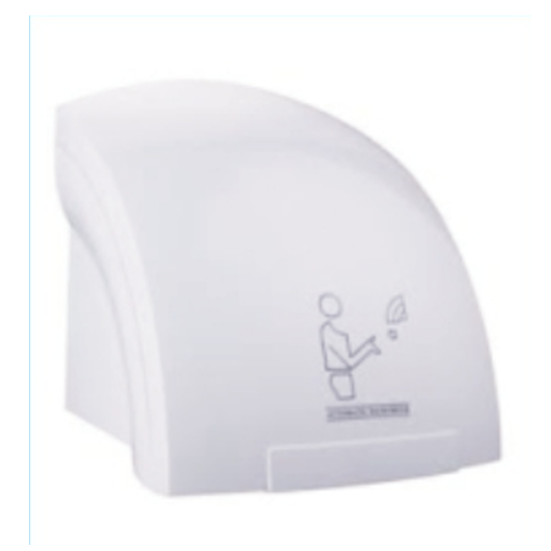 White automatic hand dryer with curved housing