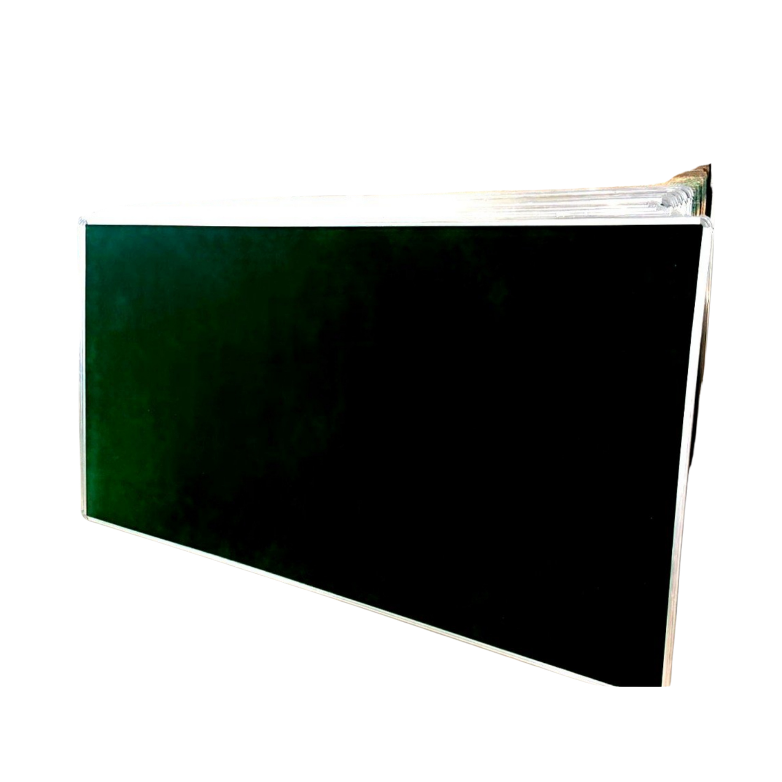 Green wall-mounted classroom chalkboard with a durable aluminium frame, suitable for schools, colleges, coaching centres, training rooms, and educational institutions.