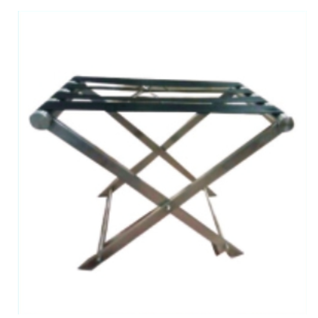 Foldable metal luggage stand with crossed support legs