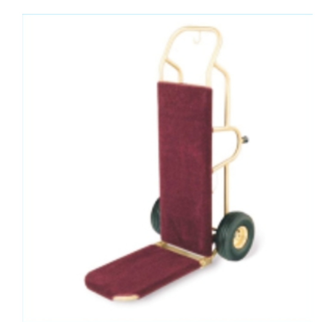 Wheeled folding chair transport trolley with padded seat and backrest