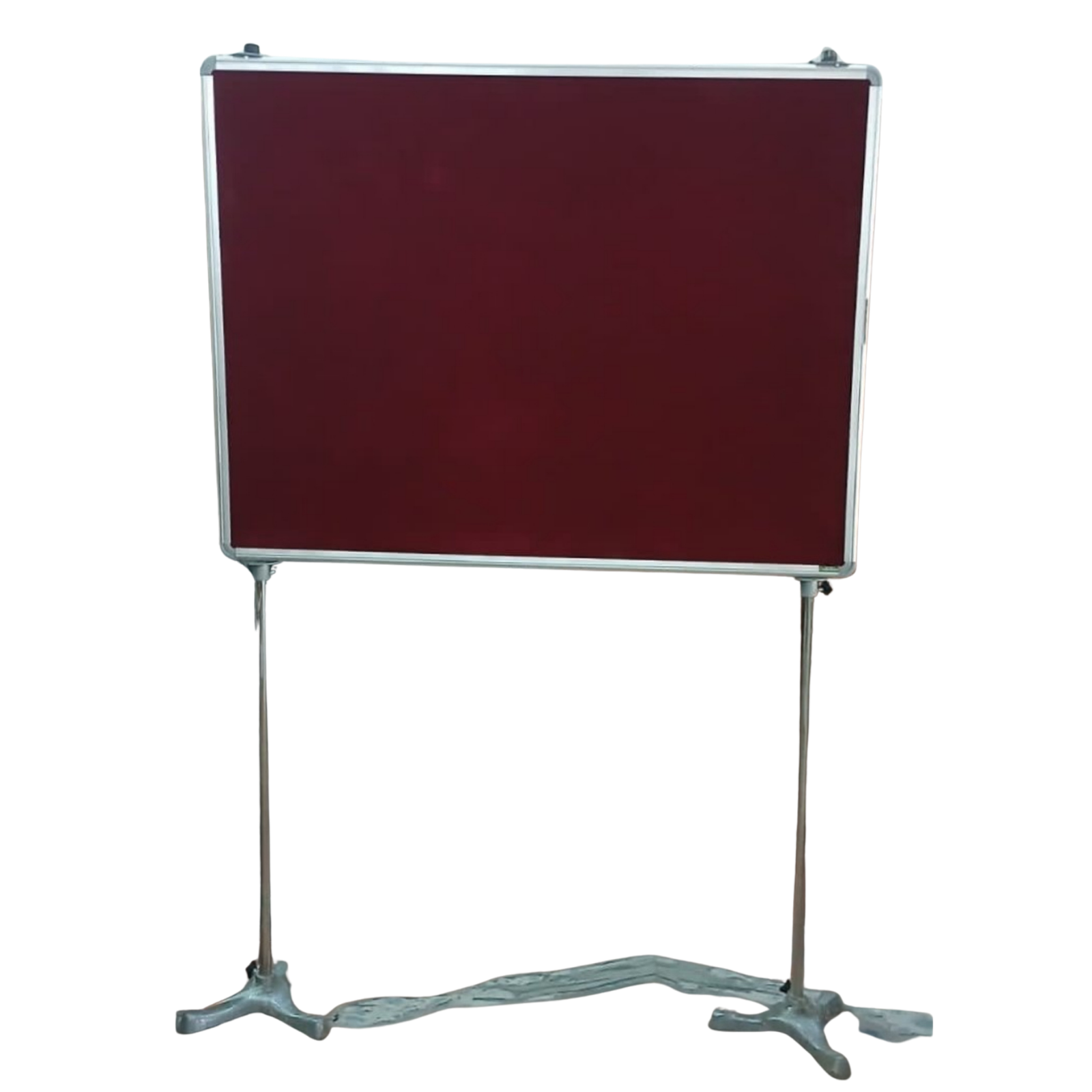 Portable fabric pin-up display board with aluminium frame and metal stand manufactured by Elite Writing & Display for schools, offices, exhibitions, and training centres.
