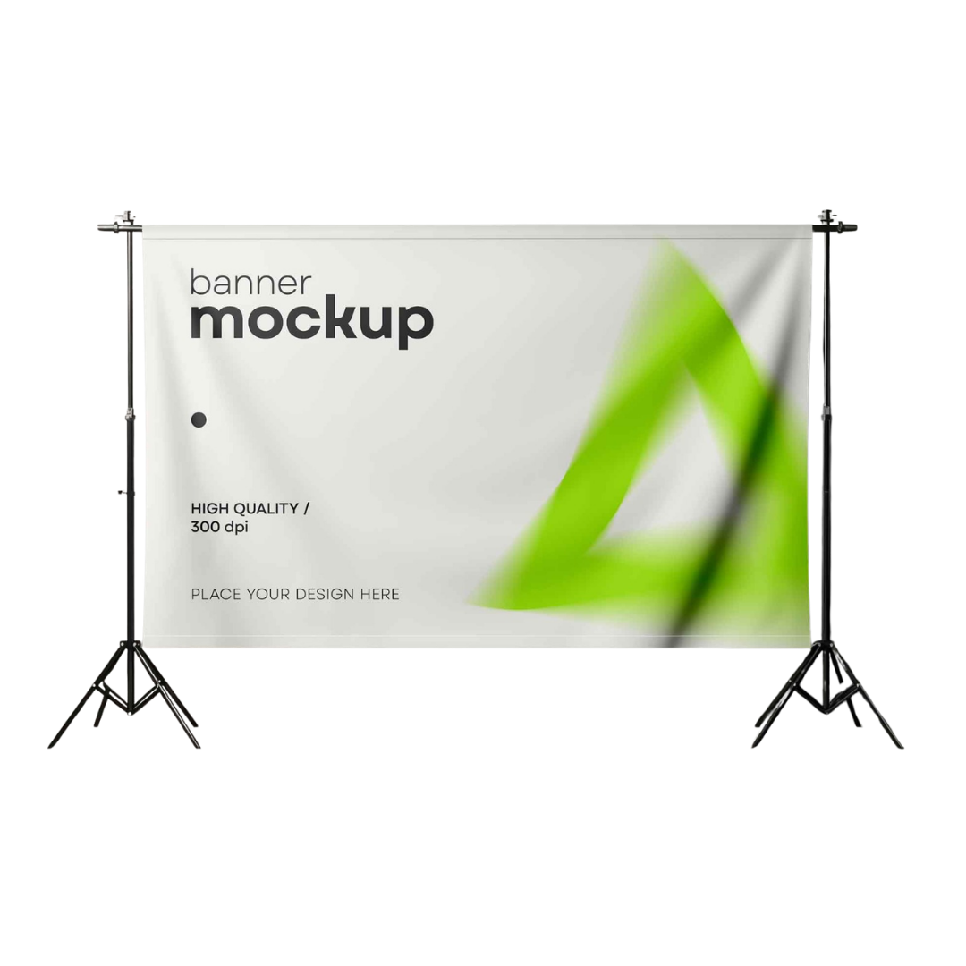Large outdoor banner mounted on a freestanding frame, manufactured by Elite Writing & Display