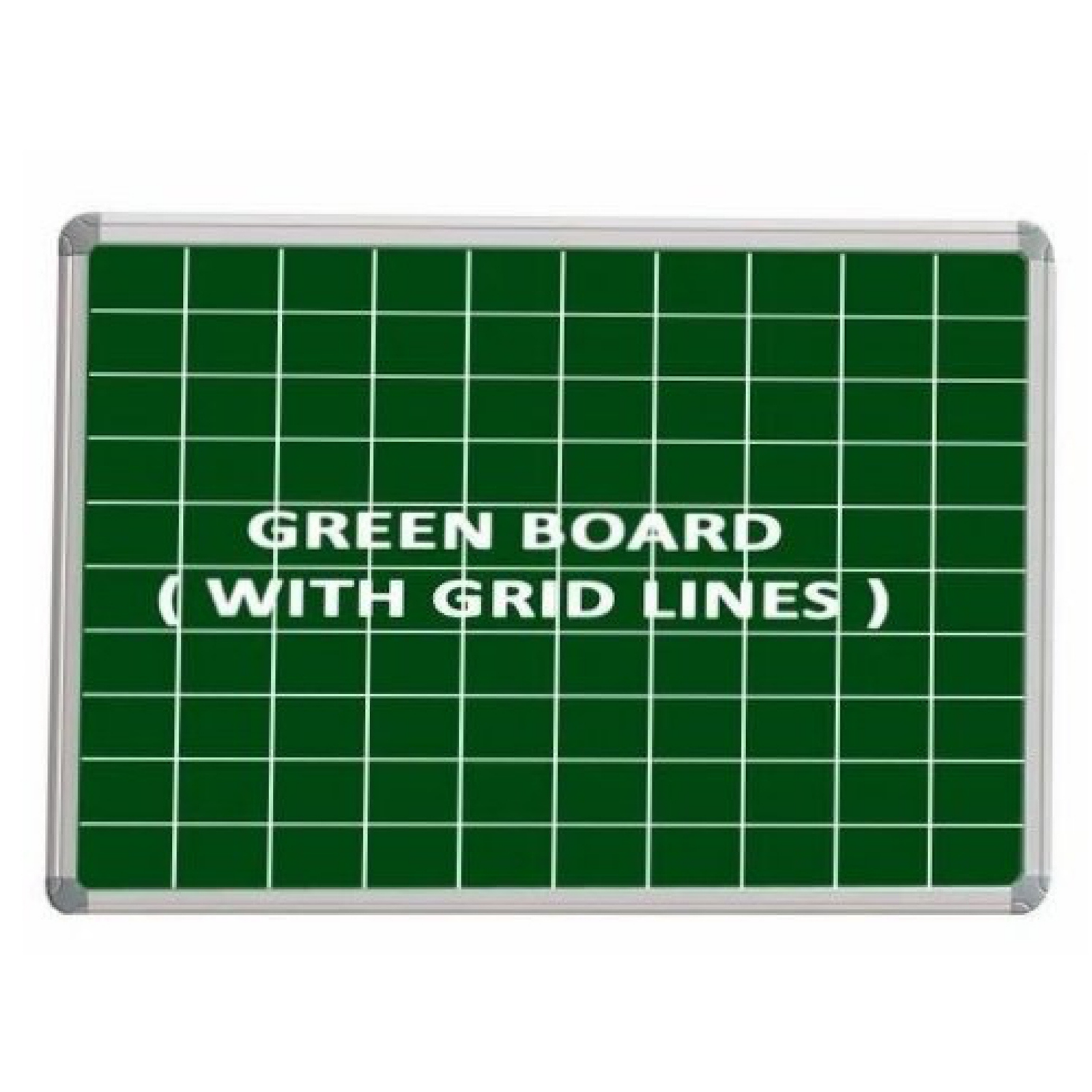 Green chalk board with grid lines and aluminium frame manufactured by Elite Writing & Display for schools, colleges, coaching institutes, engineering classrooms, and training centres.
