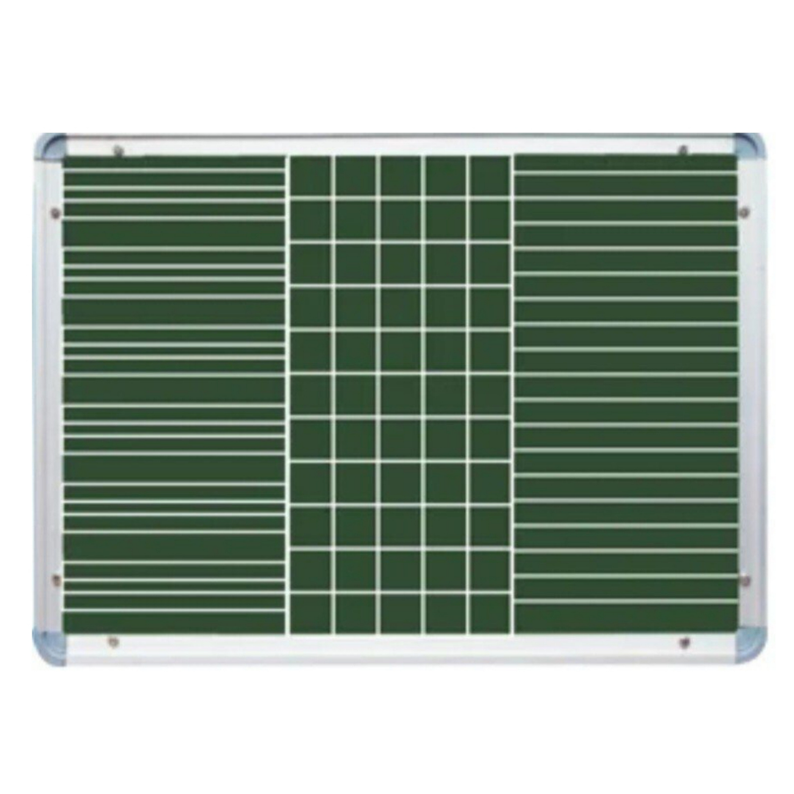 Multi-purpose green chalk board with music staff lines, grid lines, and aluminium frame manufactured by Elite Writing & Display for schools, music classrooms, and educational institutions.