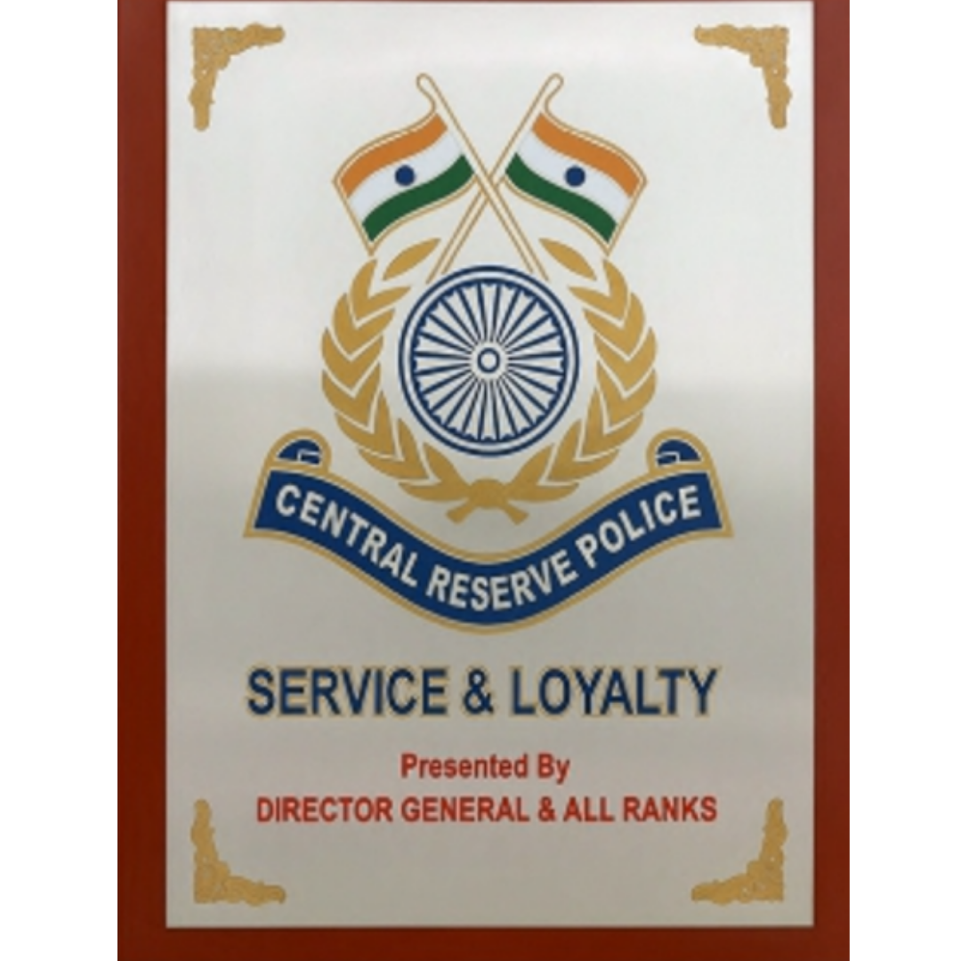 Elite Writing & Display Board featuring a Central Reserve Police Force Service and Loyalty commemorative plaque