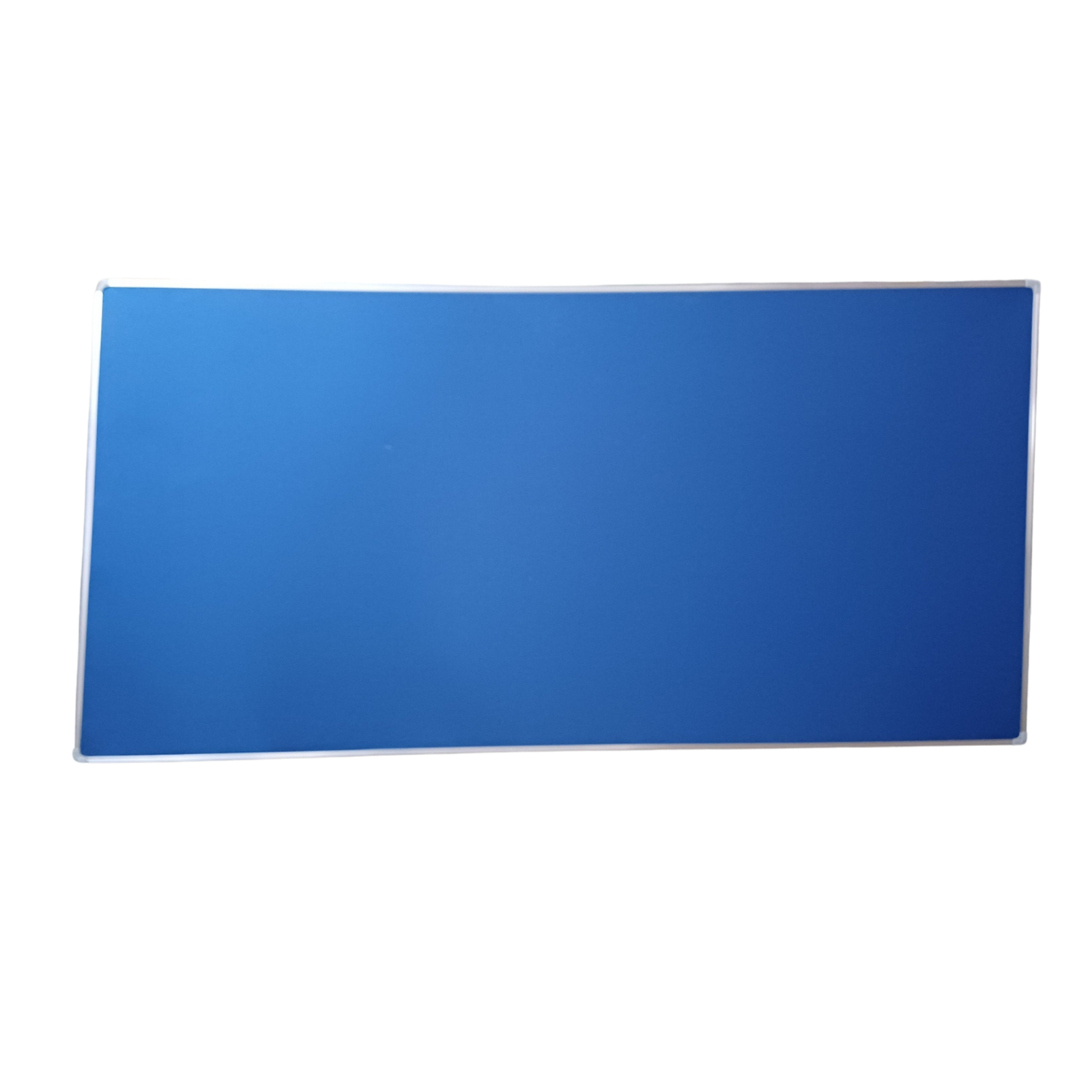 Elite Writing & Display large blue fabric notice board with a slim aluminium frame for office, school, classroom, and public information displays.