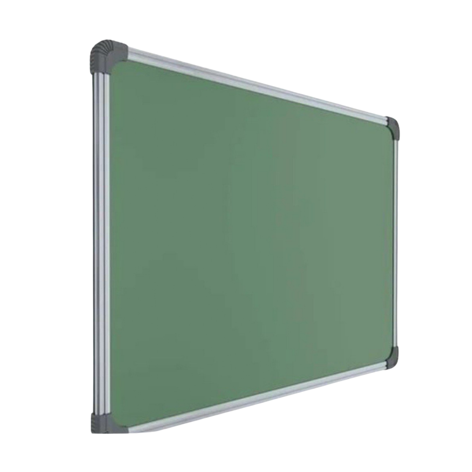 Elite Writing & Display green fabric notice board with a durable aluminium frame and rounded protective corners.