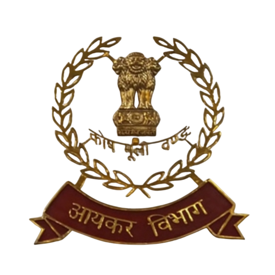 Income Tax Department emblem featuring the Ashoka Lion Capital, laurel wreath and Hindi lettering