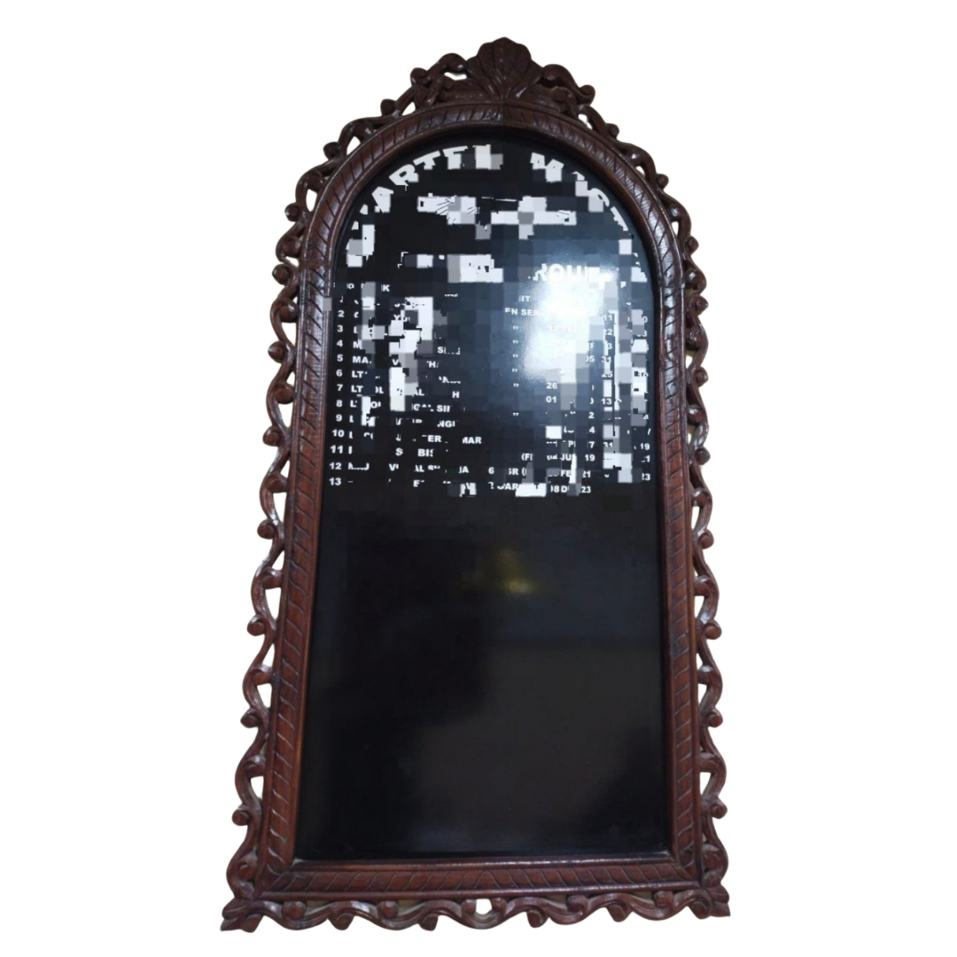 Ornate wooden military commanding officers display board with engraved black plaque