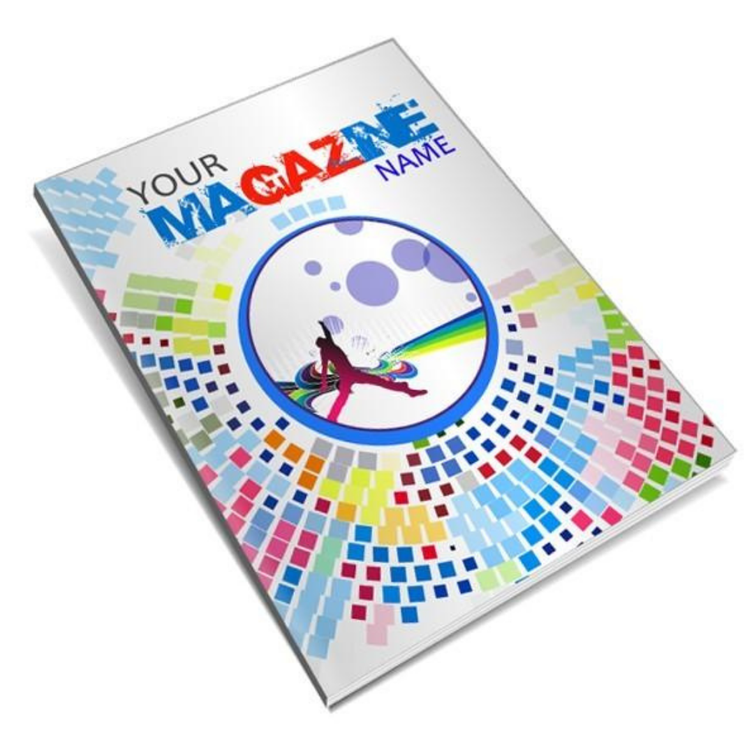 Colorful creative magazine cover with abstract geometric pattern and customizable name